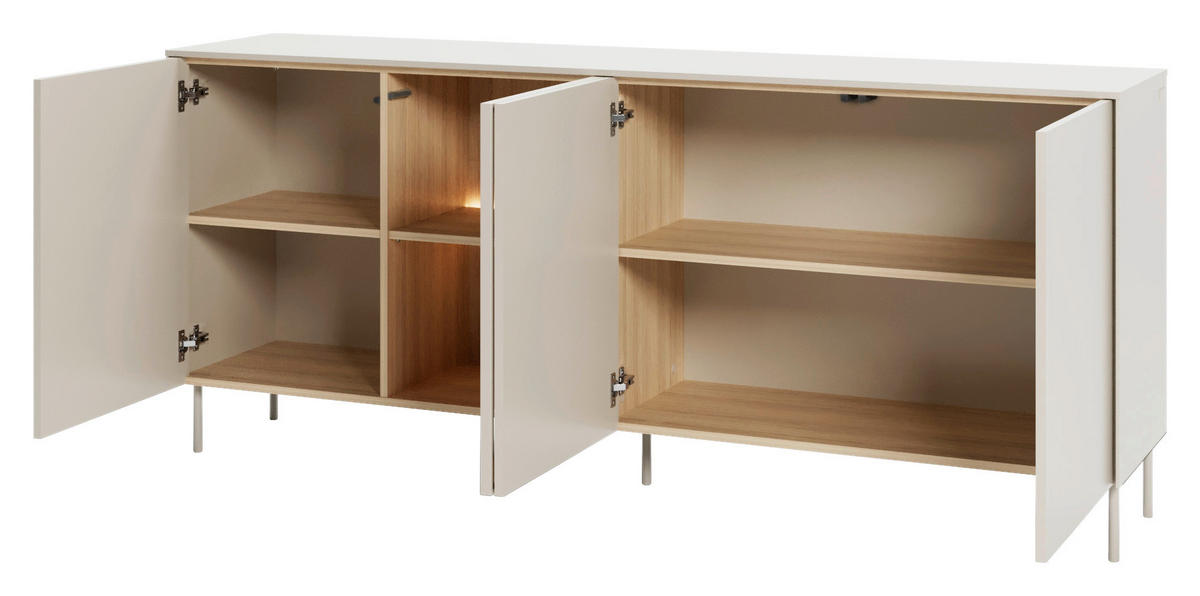 SIDEBOARD 195/83/41 cm Eichefarben, Kaschmir  195/83/41 cm  - Kaschmir/Eichefarben, MODERN, Glas/Holzwerkstoff (195/83/41cm) - Carryhome