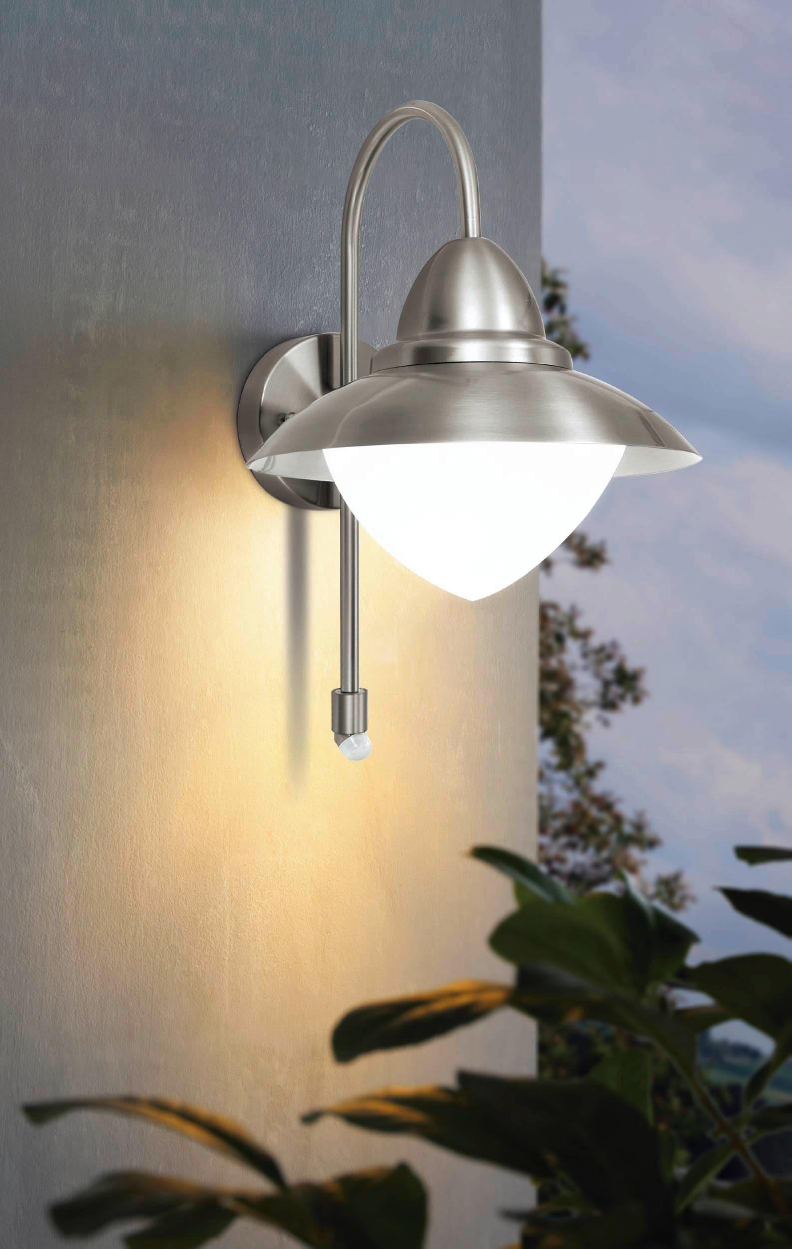 AUßENLEUCHTE Sidney 37.5/27,5/32,5 cm   - Silberfarben/Weiß, Basics, Glas/Metall (37.5/27,5/32,5cm) - Eglo
