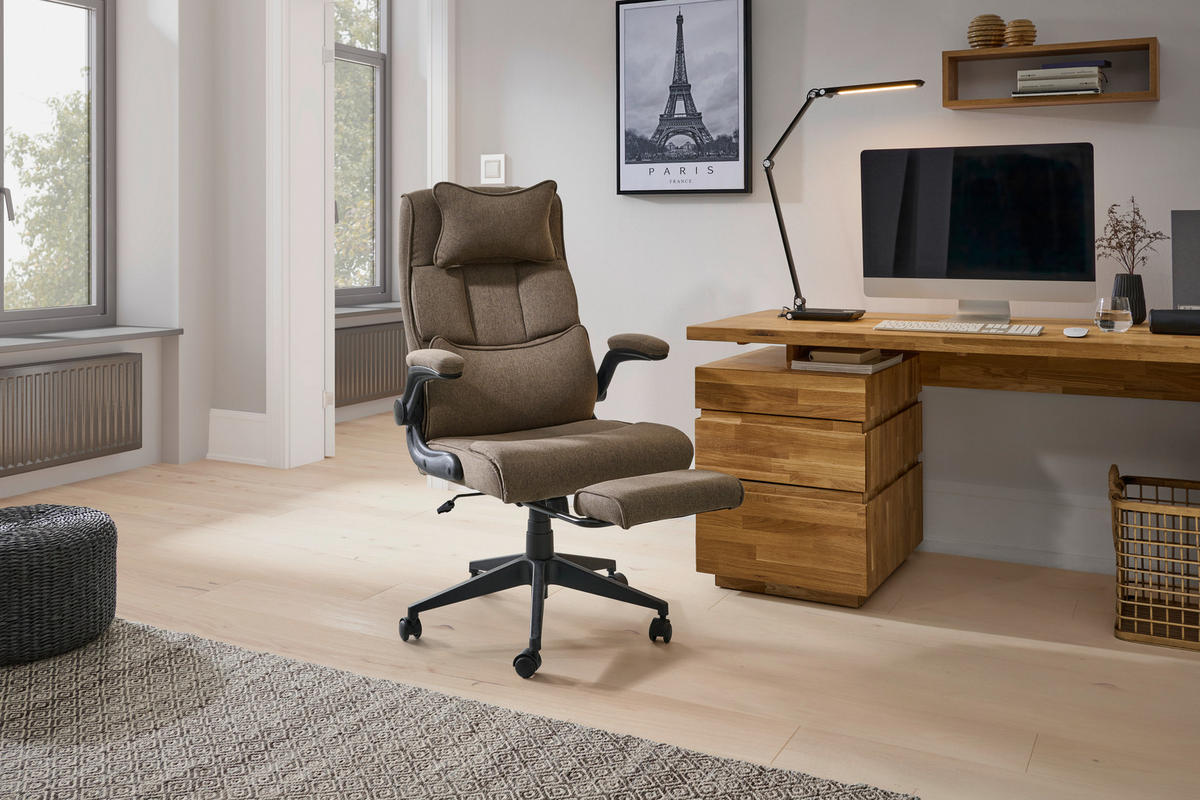 CHEFSESSEL  in Webstoff Braun  - Schwarz/Braun, MODERN, Kunststoff/Textil (62/112-122/65cm) - Livetastic