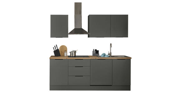 KÜCHENLEERBLOCK in Graphitfarben - Schwarz/Graphitfarben, Basics, Holzwerkstoff/Metall (220/211/60cm) - Xora