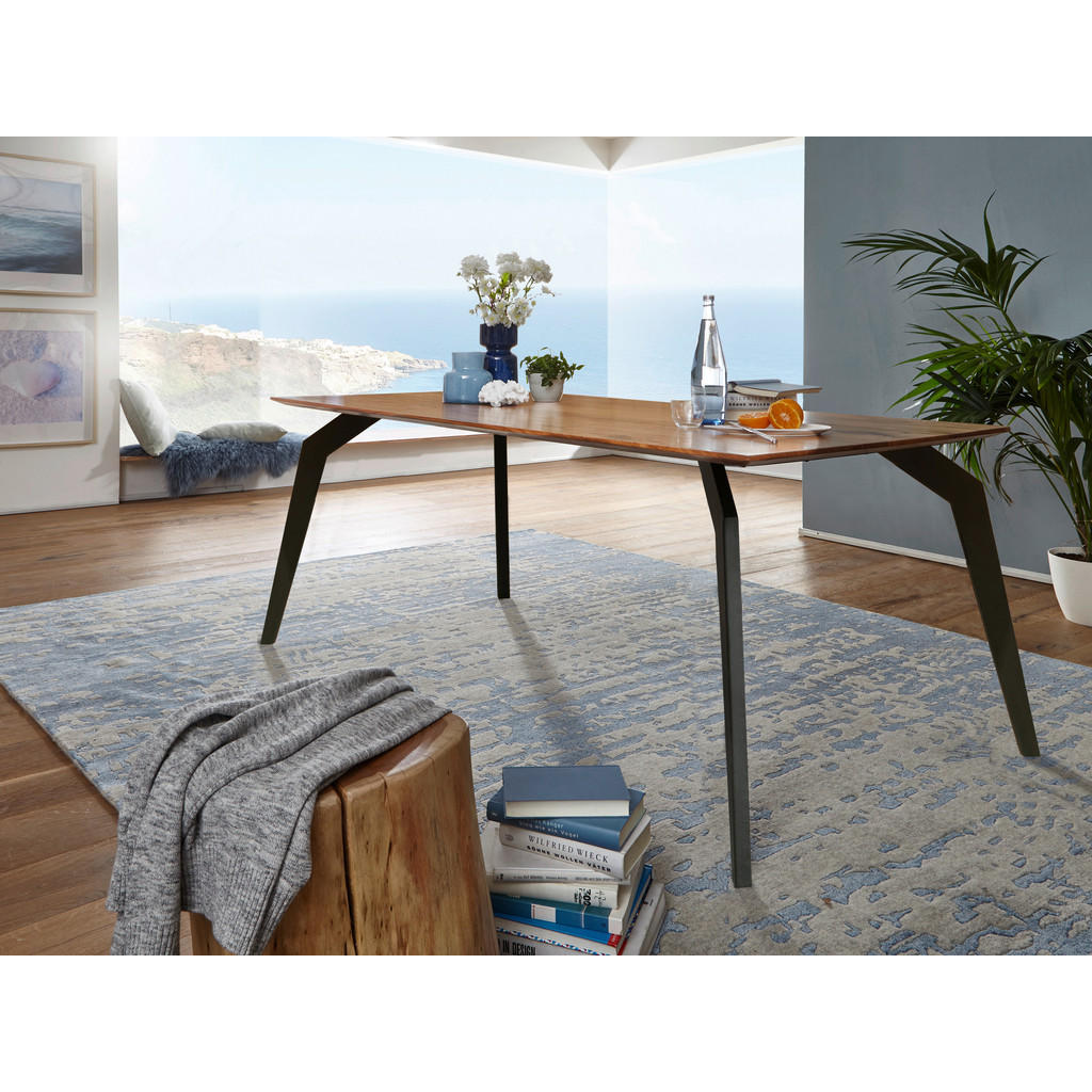Thumbnail - Livetastic Esstisch Massivholz, Braun, Schwarz, Holz, Metall, Akazie, massiv, rechteckig, eckig, 90x75x180 cm, in versch...