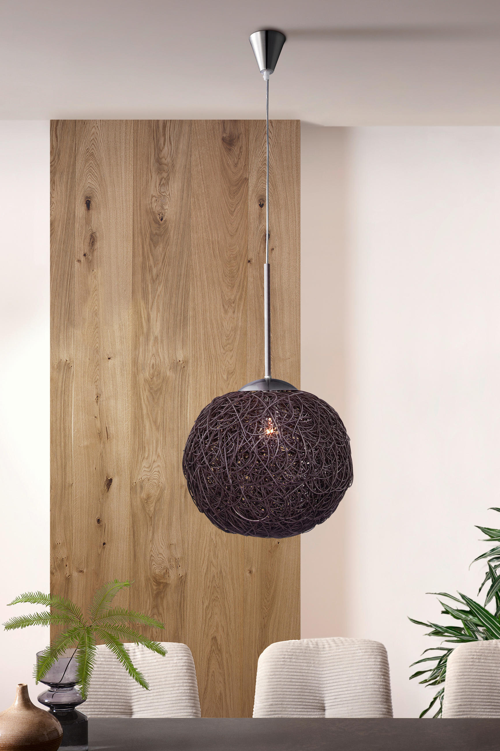 HÄNGELEUCHTE 30/150 cm  - KONVENTIONELL, Holz/Metall (30/150cm) - Globo