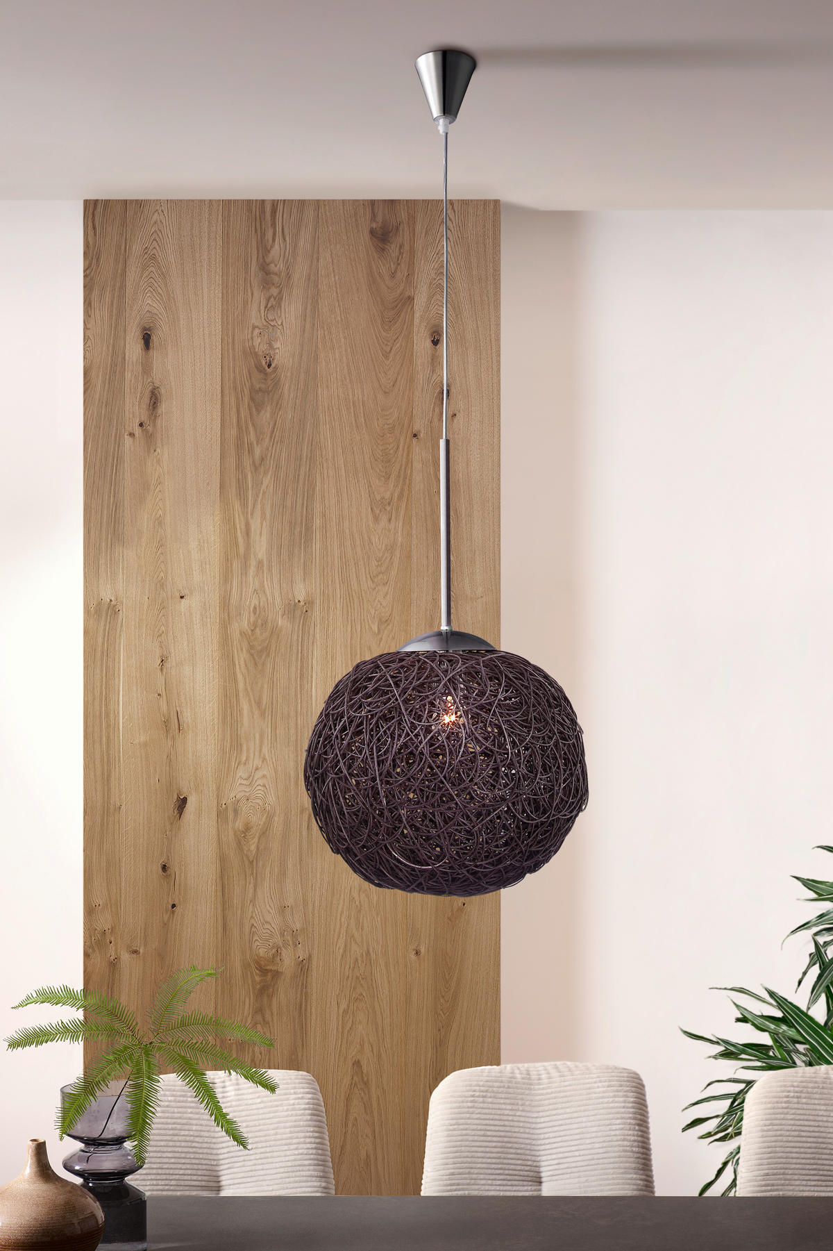HÄNGELEUCHTE 30/150 cm  - KONVENTIONELL, Holz/Metall (30/150cm) - Globo