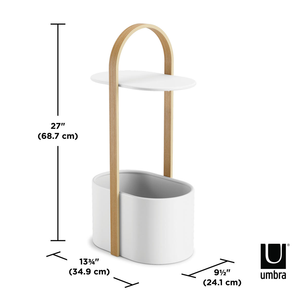 PRÍRUČNÝ STOLÍK, biela, farba buka - farba buka/biela, Basics, kov/drevo (24/69/35cm) - Umbra
