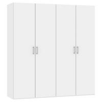 DREHTÜRENSCHRANK 203/195/59 cm 4-türig Weiß  - Chromfarben/Weiß, Design, Holzwerkstoff (203/195/59cm) - Boxxx