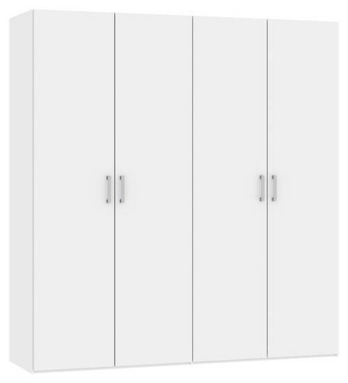 DREHTÜRENSCHRANK 203/195/59 cm 4-türig Weiß  - Chromfarben/Weiß, Design, Holzwerkstoff (203/195/59cm) - Boxxx