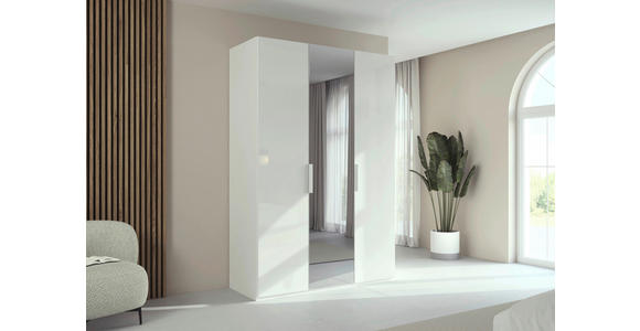 DREHTÜRENSCHRANK 151/235/61 cm,  in Weiß, 3-türig  - Weiß, Basics, Glas/Holzwerkstoff (151/235/61cm) - Novel