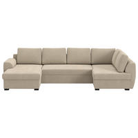SJEDEĆA GARNITURA tekstil  smeđa   - smeđa/crna, Trend, tekstil/plastika (154/327/86cm) - MID.YOU