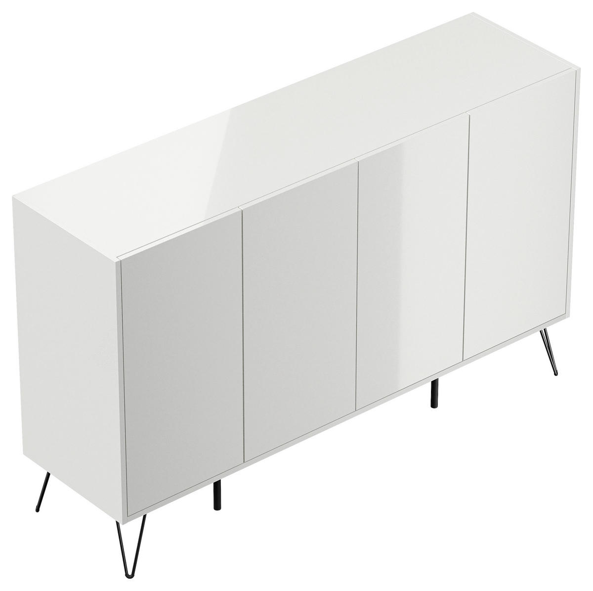 SIDEBOARD Posseik Industrial 155/93,6/42 cm  - Weiß Hochglanz/Schwarz, Design, Holzwerkstoff/Metall (155/93,6/42cm) - P & B