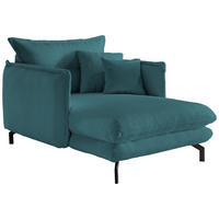 XXL-SESSEL in Cord Petrol  - Petrol/Schwarz, Modern, Textil/Metall (111/101/167cm) - Livetastic