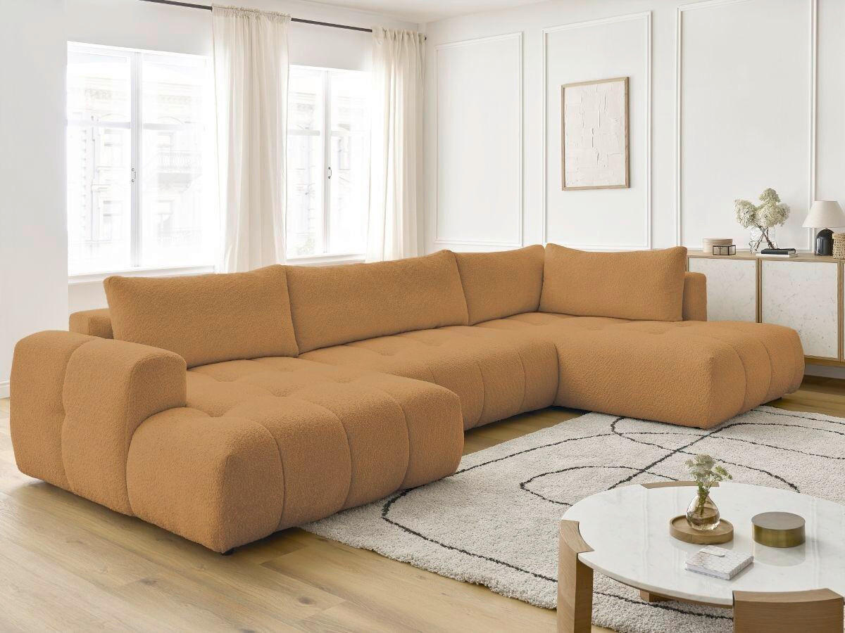 WOHNLANDSCHAFT  FUJI  Gelb Bouclé  - Gelb/Schwarz, MODERN, Kunststoff/Textil (160/377/204cm)