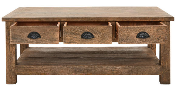 COUCHTISCH Mangoholz massiv 115/70/45 cm rechteckig Braun - Silberfarben/Braun, Trend, Holz/Metall (115/70/45cm) - Ambia Home