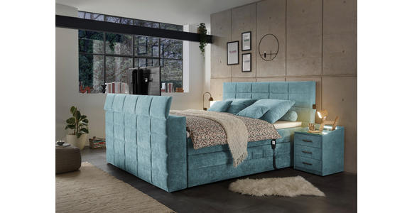 BOXSPRINGBETT 180/200 cm in Petrol - Petrol, KONVENTIONELL, Textil (180/200cm) - Carryhome