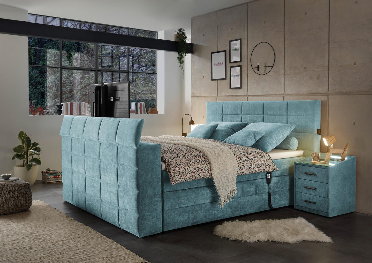 BOXSPRINGBETT 180/200 cm  in Petrol  - Petrol, KONVENTIONELL, Textil (180/200cm) - Carryhome
