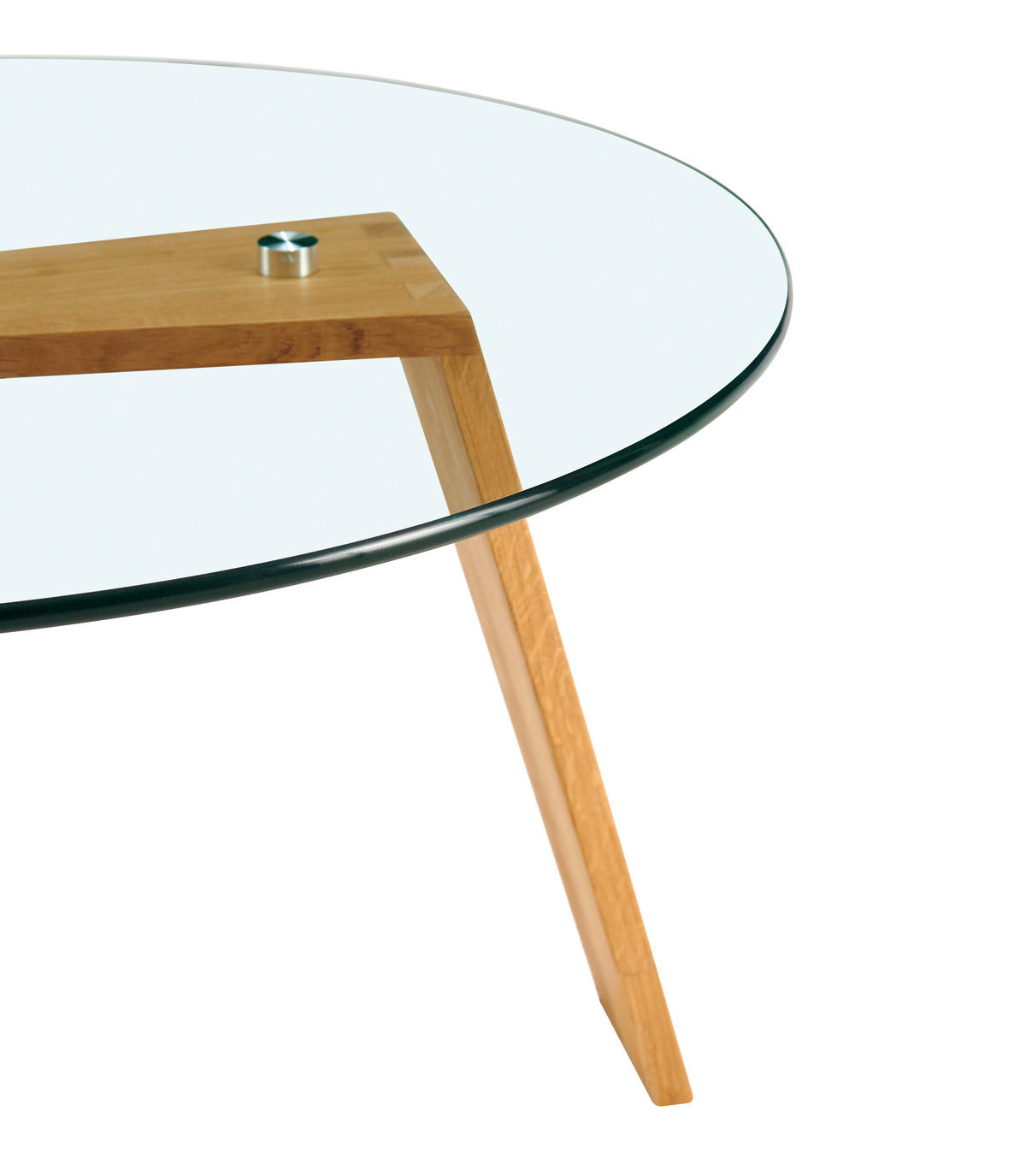 COUCHTISCH Eiche massiv ESG rund Klar, Naturfarben  - Klar/Naturfarben, Design, Glas/Holz (70/39.5/70cm) - Livetastic