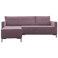 ECKSOFA Altrosa Cord  - Schwarz/Altrosa, Design, Textil/Metall (232/90/154cm) - MID.YOU
