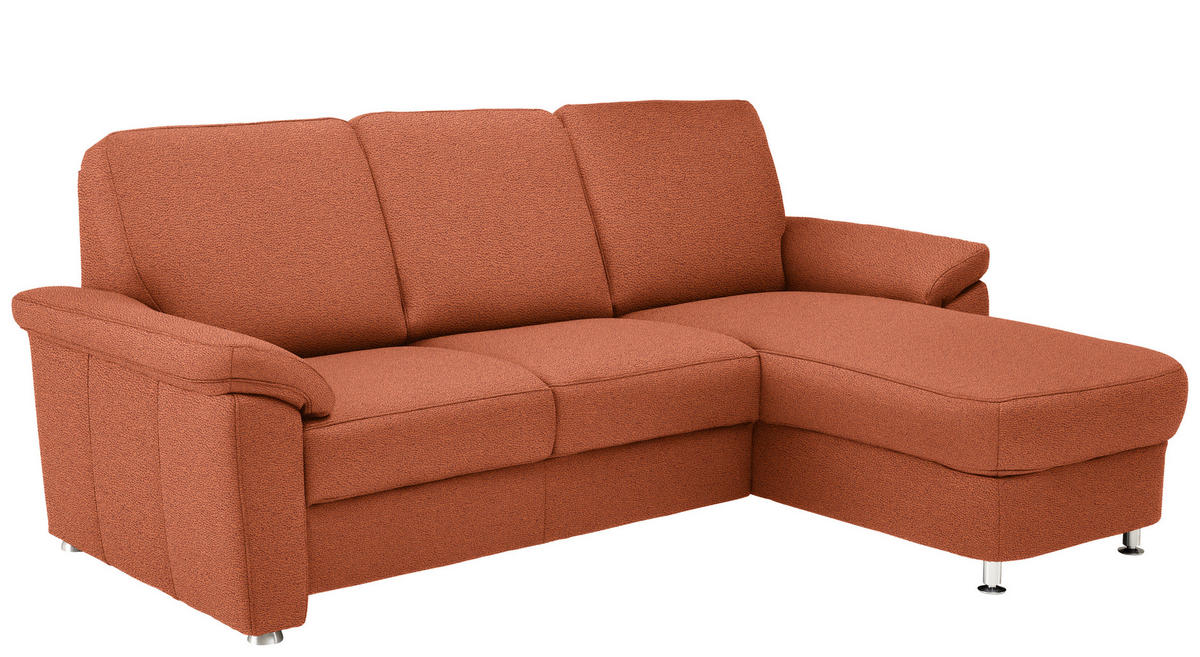 ECKSOFA  in Flachgewebe Terracotta  250/163 cm  - Chromfarben/Terracotta, KONVENTIONELL, Textil/Metall (250/163cm) - Beldomo System
