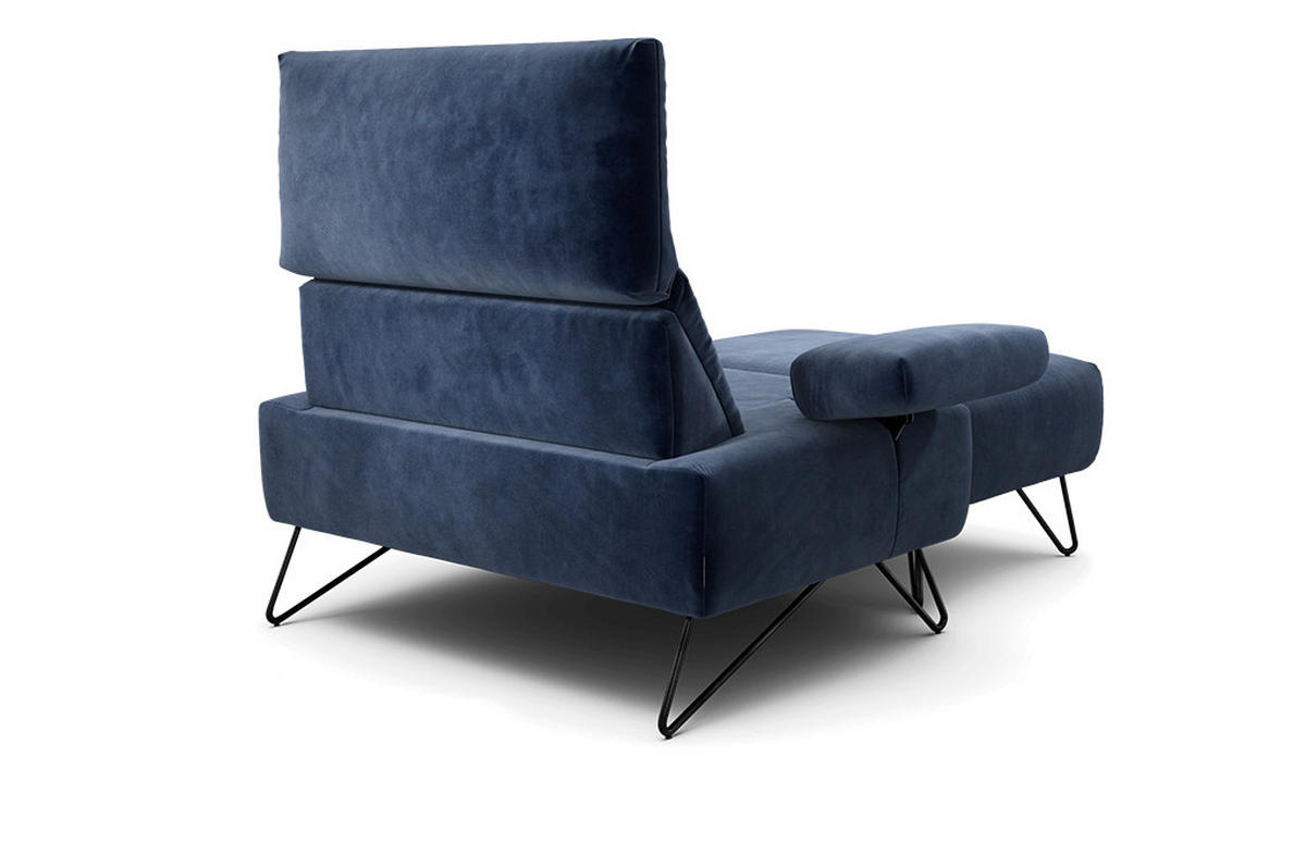 SESSELSET Samt Armteilverstellung    - Schwarz/Dunkelblau, Design, Textil/Metall (114-142/85/86-94cm) - SENSOO