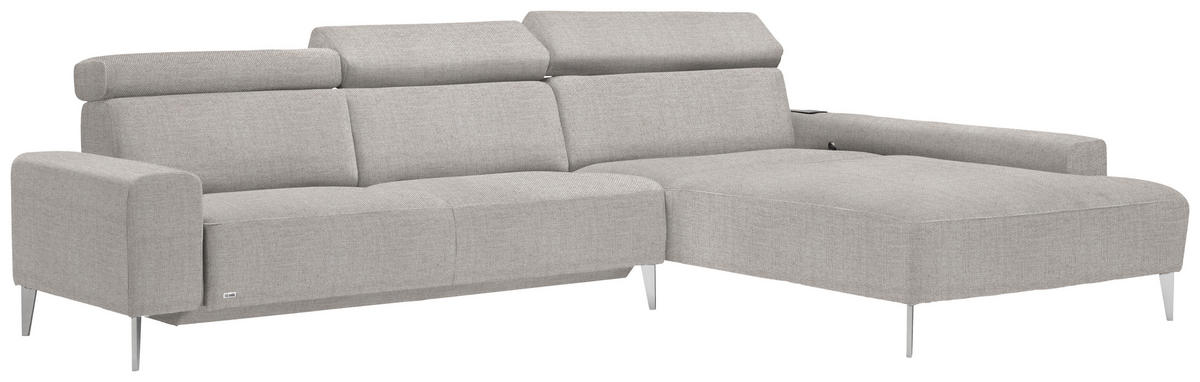 ECKSOFA Naturfarben Webstoff  - Alufarben/Naturfarben, Design, Textil (308/205cm) - Sedda