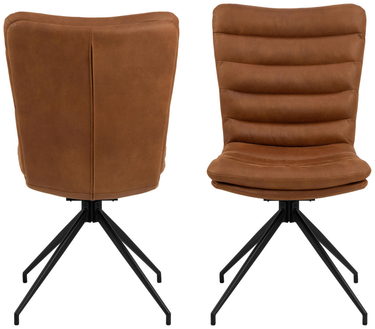 STUHL Lederlook Schwarz, Cognac  - Cognac/Schwarz, Design, Textil/Metall (62/97/59cm) - Carryhome