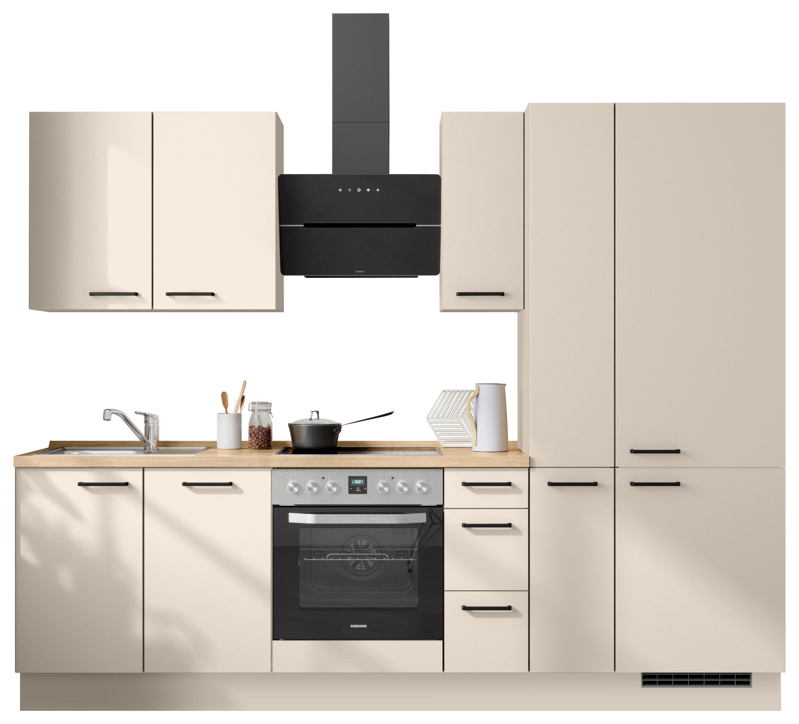 KÜCHENBLOCK 270 cm   in Eichefarben, Sandfarben  - Sandfarben/Eichefarben, MODERN, Holzwerkstoff/Metall (270cm) - Nobilia