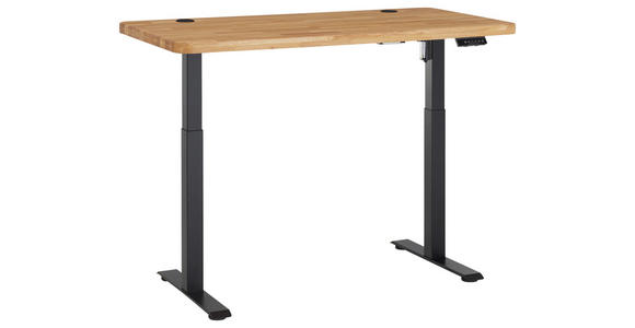 SCHREIBTISCH 140/70/76-119 cm Eichefarben elektrisch höhenverstellbar  - Eichefarben/Schwarz, MODERN, Holz/Metall (140/70/76-119cm) - Linea Natura