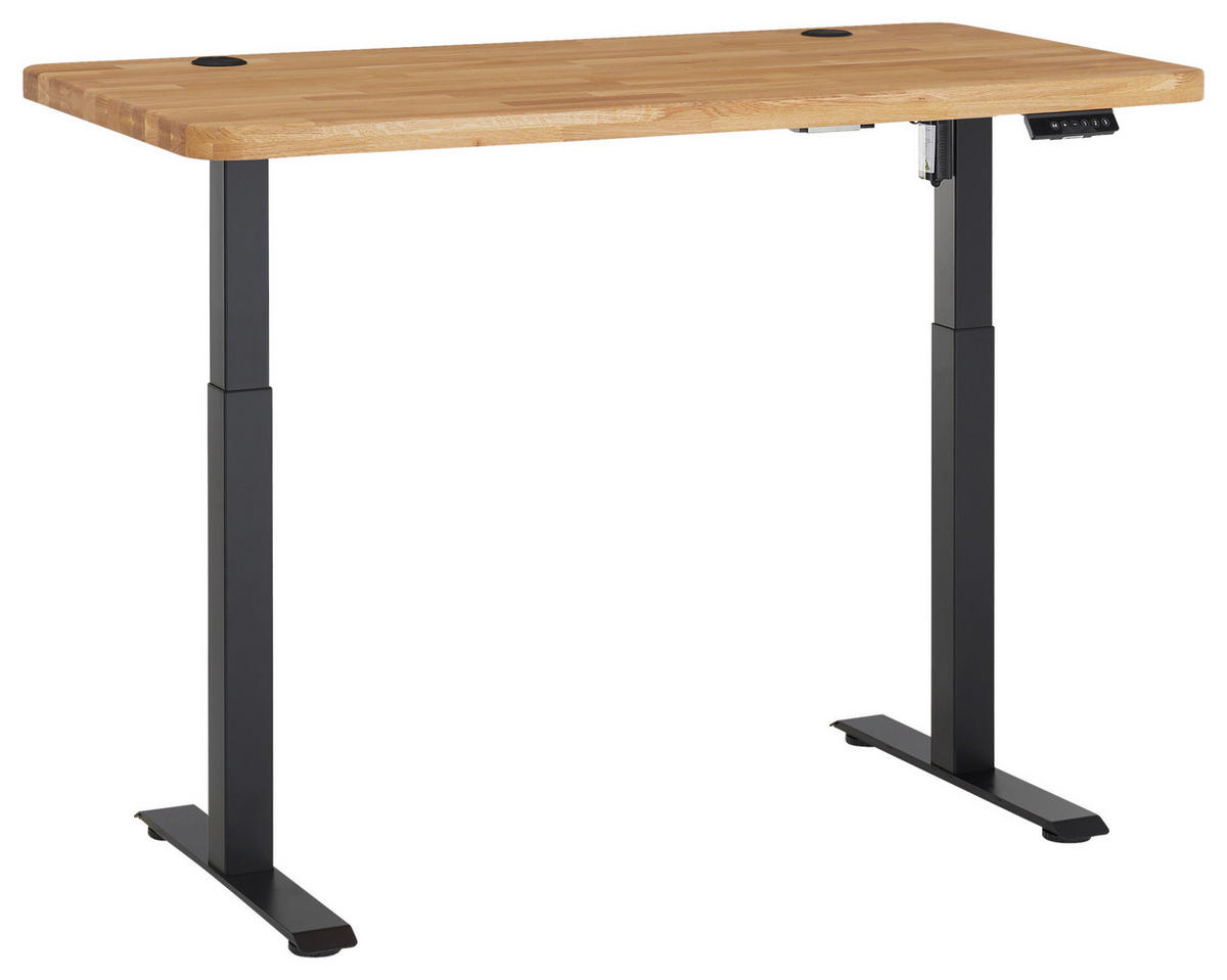 SCHREIBTISCH 140/70/76-119 cm Eichefarben elektrisch höhenverstellbar  - Eichefarben/Schwarz, MODERN, Holz/Metall (140/70/76-119cm) - Linea Natura