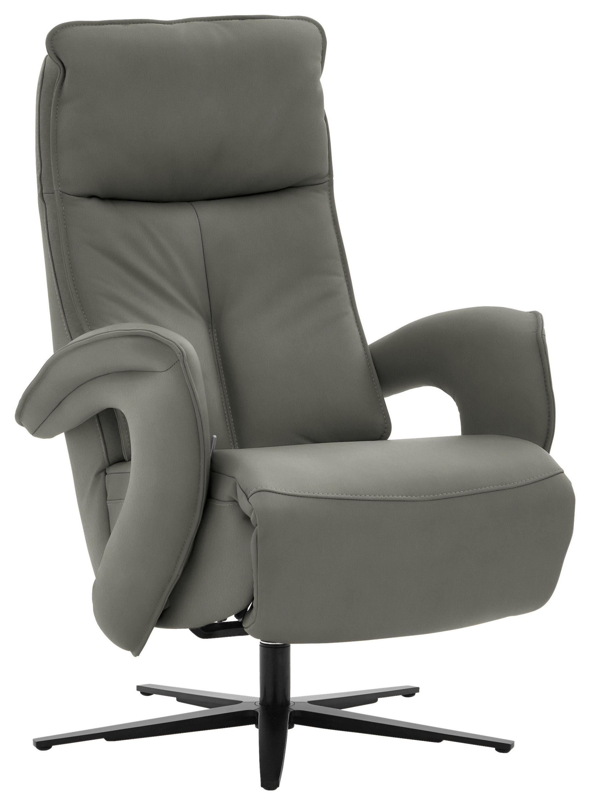 RELAXSESSEL in Leder Grau  - Schwarz/Grau, Design, Leder/Metall (77/110/87cm) - Valdera