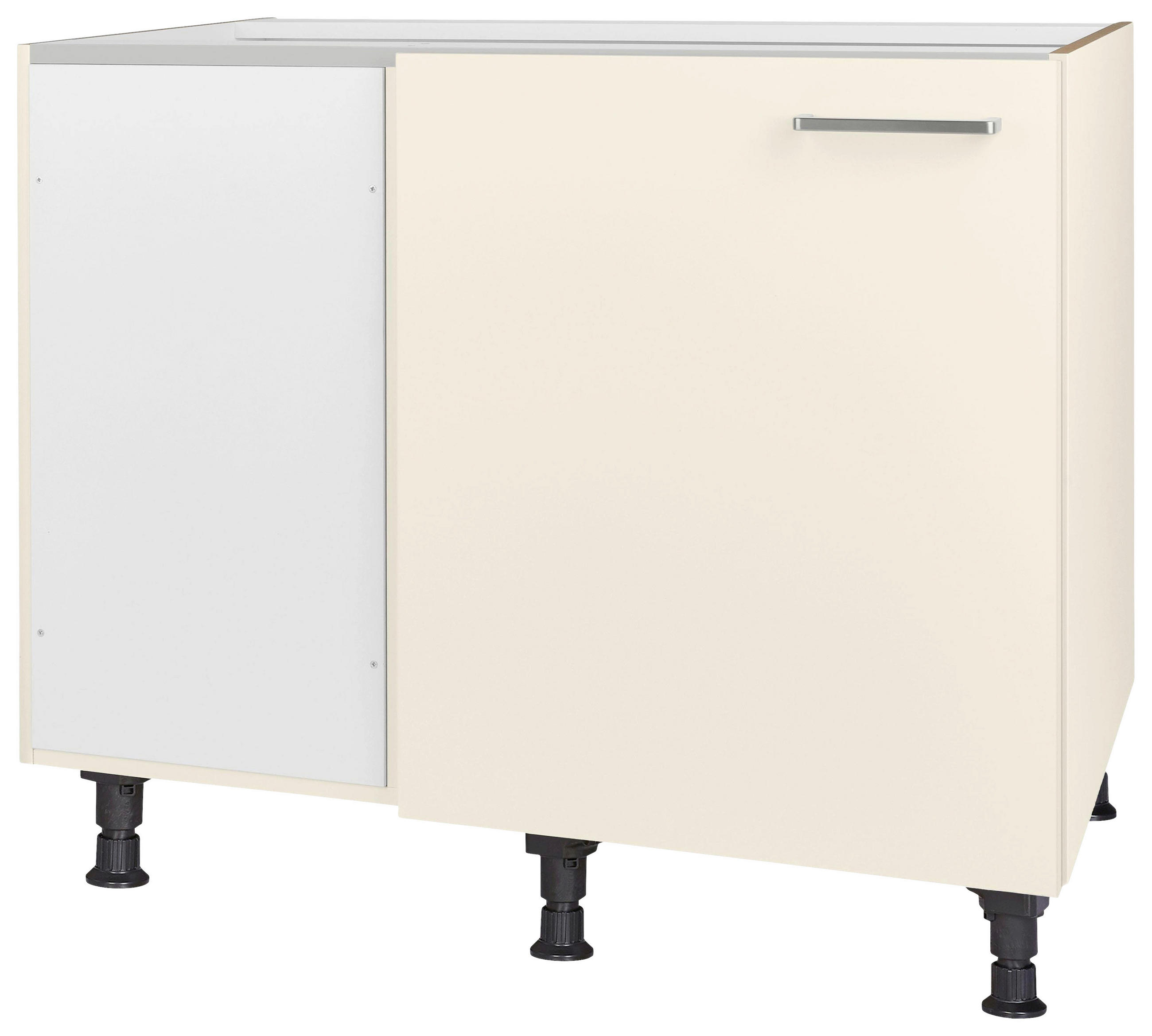 ECKUNTERSCHRANK 125/87/65 cm  - Edelstahlfarben/Magnolie, MODERN, Holzwerkstoff/Metall (125/87/65cm) - Nobilia