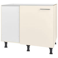 ECKUNTERSCHRANK 125/87/65 cm  - Edelstahlfarben/Magnolie, MODERN, Holzwerkstoff/Metall (125/87/65cm) - Nobilia