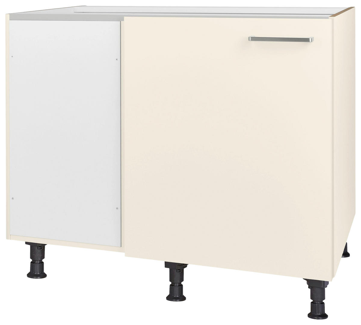 ECKUNTERSCHRANK 125/87/65 cm  - Edelstahlfarben/Magnolie, MODERN, Holzwerkstoff/Metall (125/87/65cm) - Nobilia