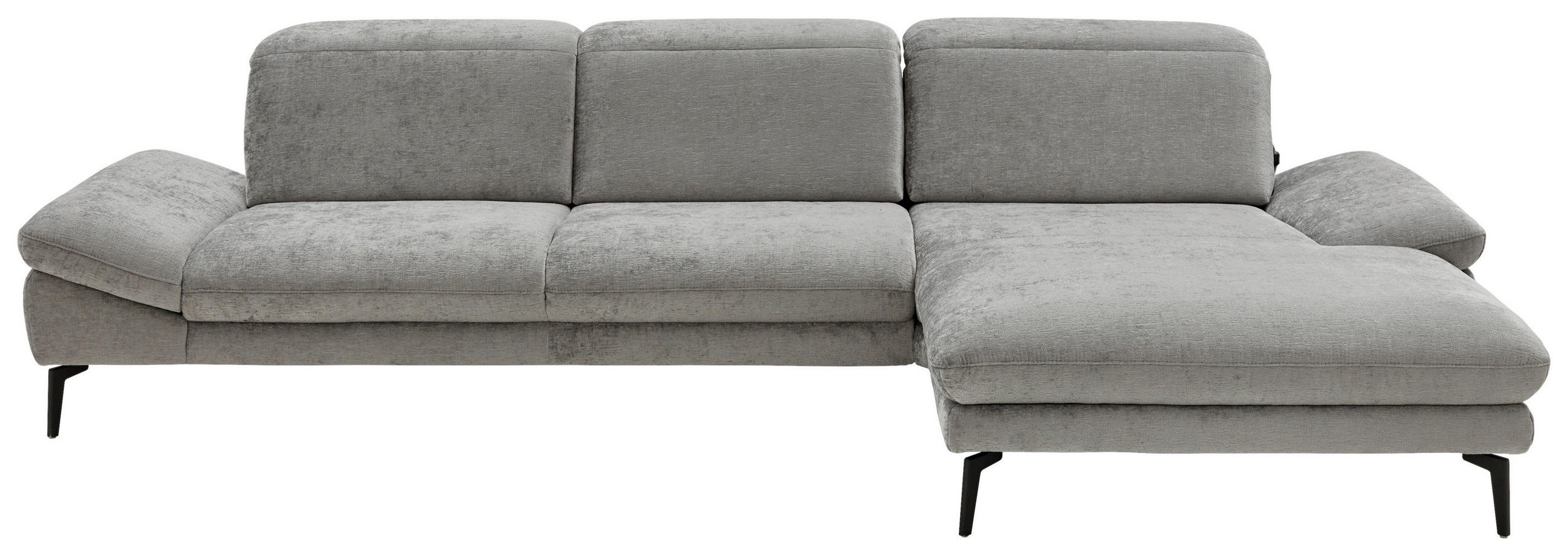 ECKSOFA in Chenille Grau  319/188 cm  - Schwarz/Grau, Design, Textil/Metall (319/188cm) - Beldomo System