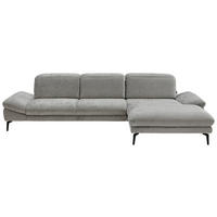ECKSOFA Grau Chenille  - Schwarz/Grau, Design, Textil/Metall (319/188cm) - Beldomo System