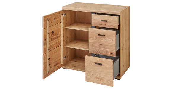 KOMMODE  in 85/86/43 cm  - Eschefarben/Schwarz, Design, Holzwerkstoff/Kunststoff (85/86/43cm) - Linea Natura