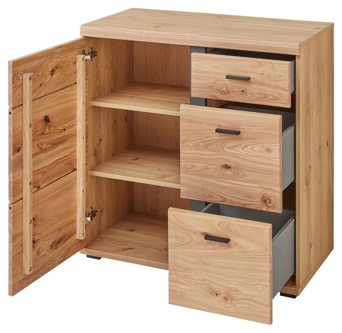 KOMMODE  in 85/86/43 cm  - Eschefarben/Schwarz, Design, Holzwerkstoff/Kunststoff (85/86/43cm) - Linea Natura