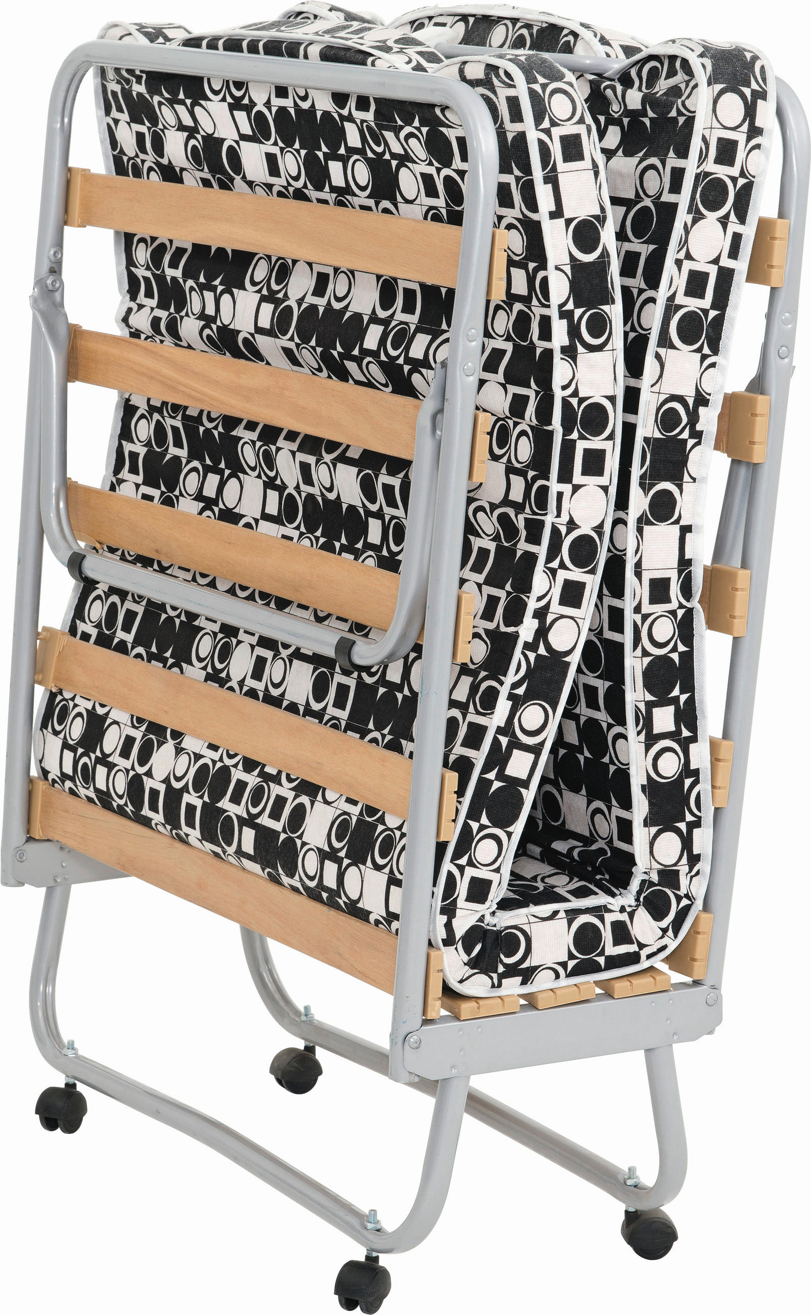 KLAPPBETT 80/190 cm Schwarz, Weiß, Alufarben  - Schwarz/Alufarben, Basics, Textil/Metall (80/190cm) - Boxxx