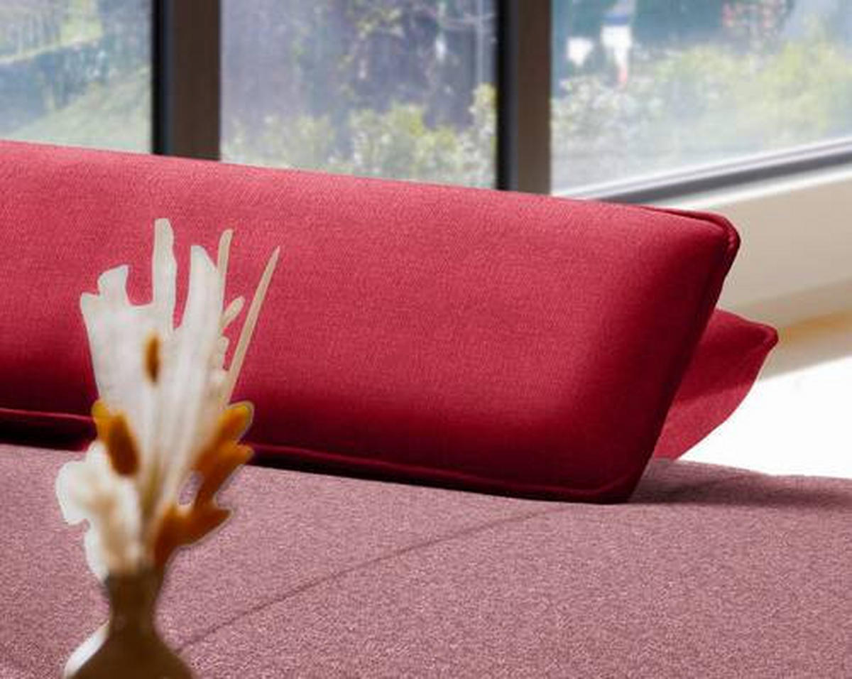 ECKSOFA in Flachgewebe Rot  - Rot/Schwarz, Design, Textil/Metall (301/191cm) - Moderano