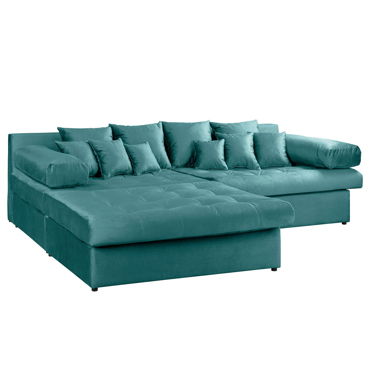 ECKSOFA Naomi in Velours Blau Rückenkissen  243/284 cm  - Blau/Schwarz, Design, Kunststoff/Textil (243/284cm) - P & B