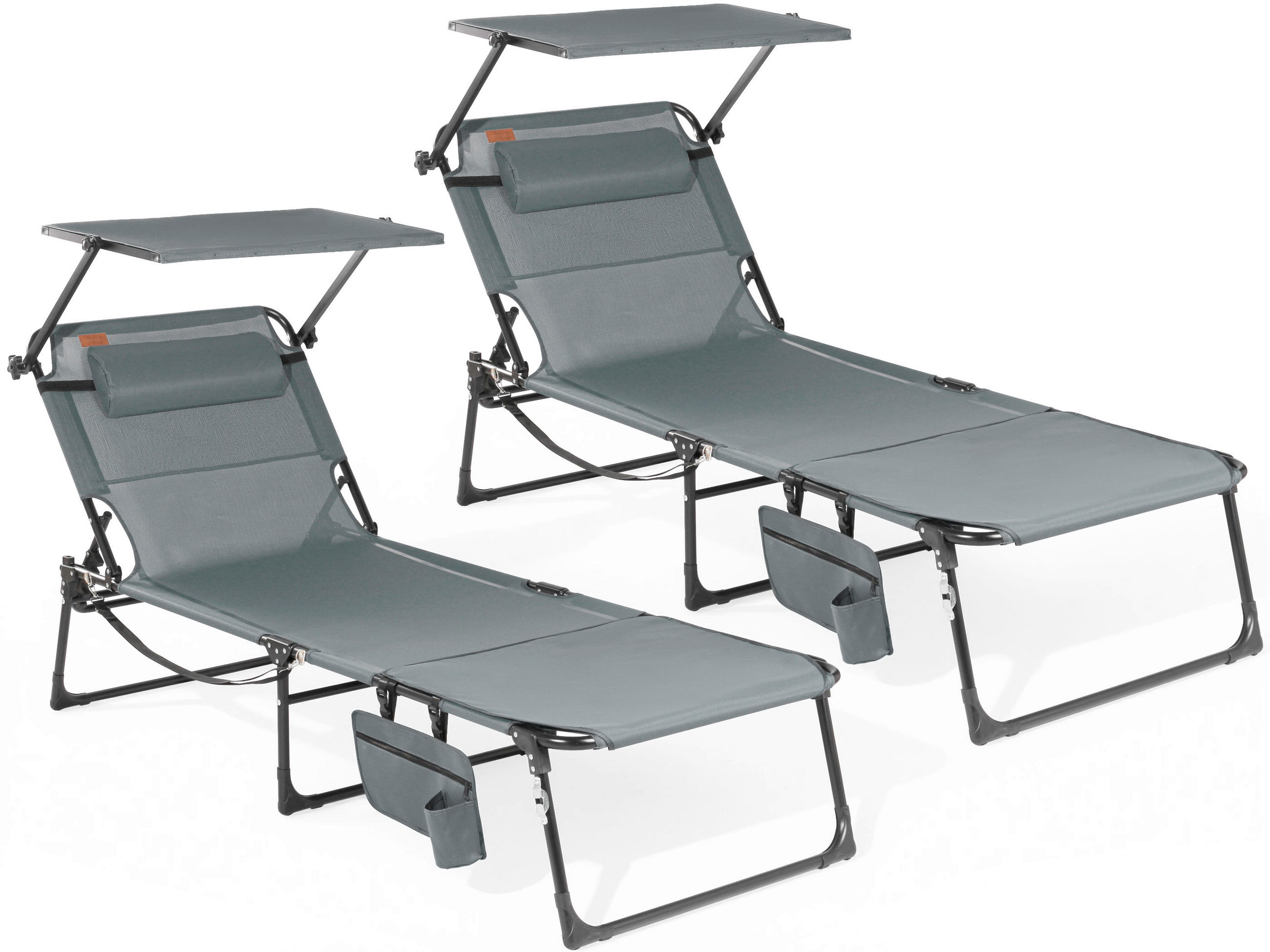 SONNENLIEGE 200/34/70 cm  - Dunkelgrau/Anthrazit, Basics, Textil/Metall (200/34/70cm) - Modante