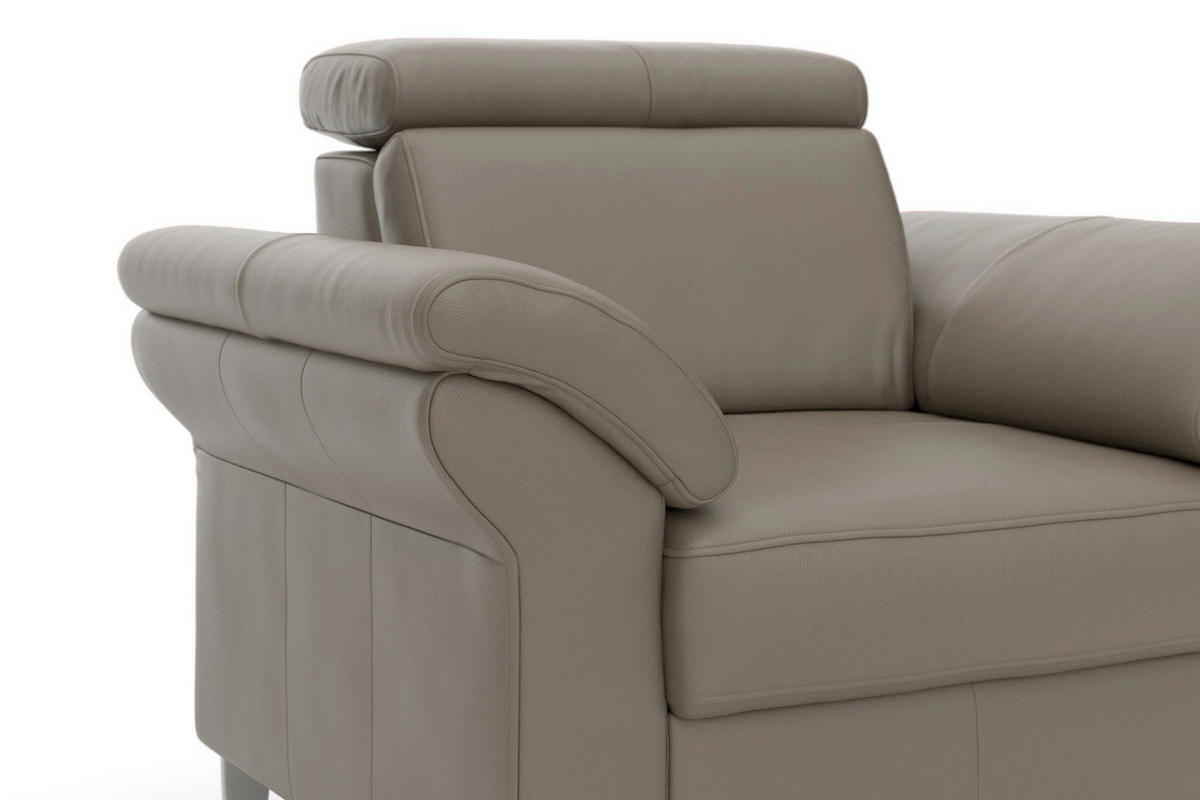 SESSEL in Echtleder Grau  - Chromfarben/Grau, Basics, Leder/Metall (101/84/93cm) - Sit & More