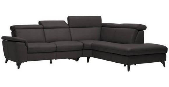 ECKSOFA in Echtleder Dunkelbraun  - Dunkelbraun/Schwarz, Design, Leder/Metall (285/239cm) - Cantus