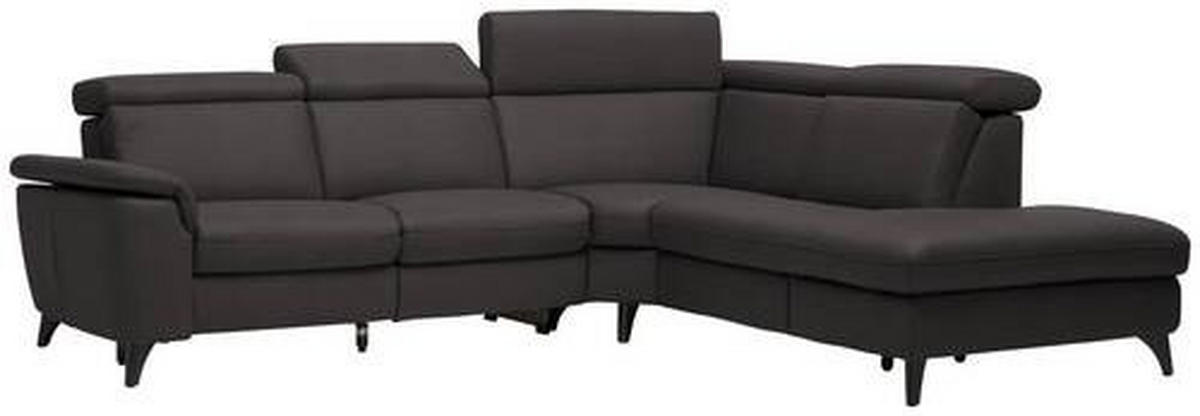 ECKSOFA in Echtleder Dunkelbraun  - Dunkelbraun/Schwarz, Design, Leder/Metall (285/239cm) - Cantus