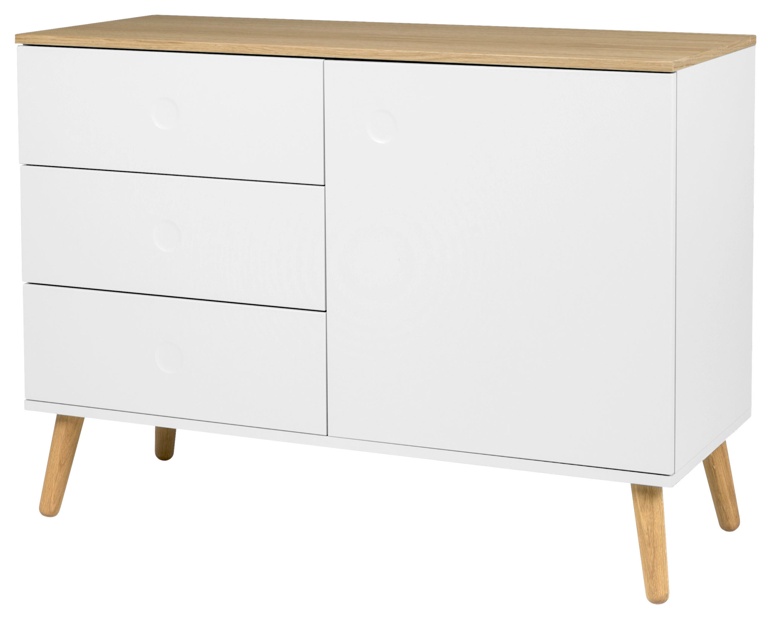 SIDEBOARD Eiche furniert Weiß, Eichefarben  - Eichefarben/Weiß, Design, Holz/Holzwerkstoff (109/79/43cm) - Ambia Home