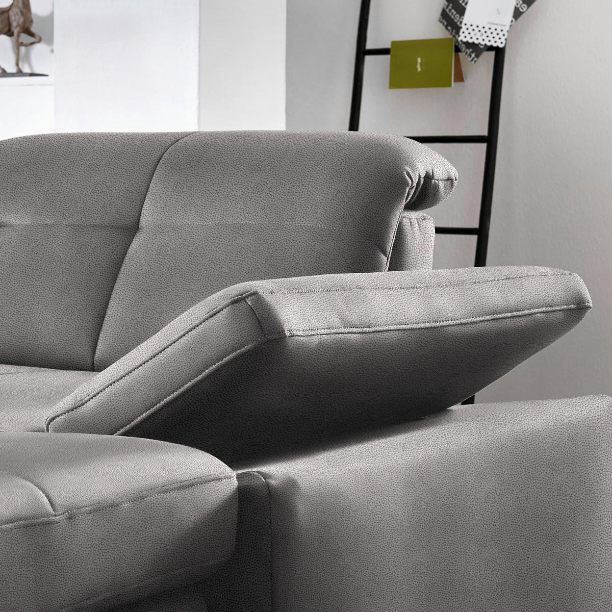 ECKSOFA  in Flachgewebe Hellgrau  195/309 cm  - Chromfarben/Hellgrau, Design, Textil (195/309cm) - Beldomo Style