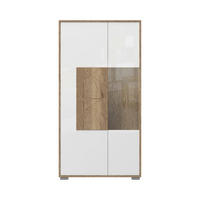 VITRINA boja hrasta, bela visoki sjaj   - siva/boja hrasta, Dizajnerski, staklo/pločasti materijal (77/150/41cm) - Hom`in