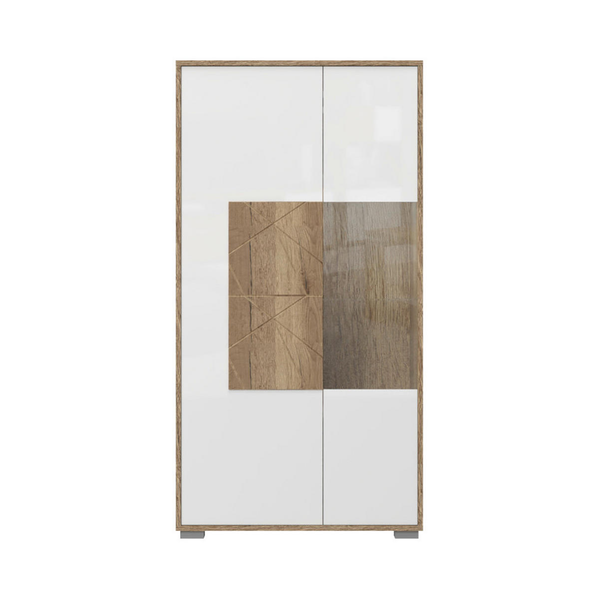 VITRINA boja hrasta, bela visoki sjaj   - siva/boja hrasta, Dizajnerski, staklo/pločasti materijal (77/150/41cm) - Hom`in