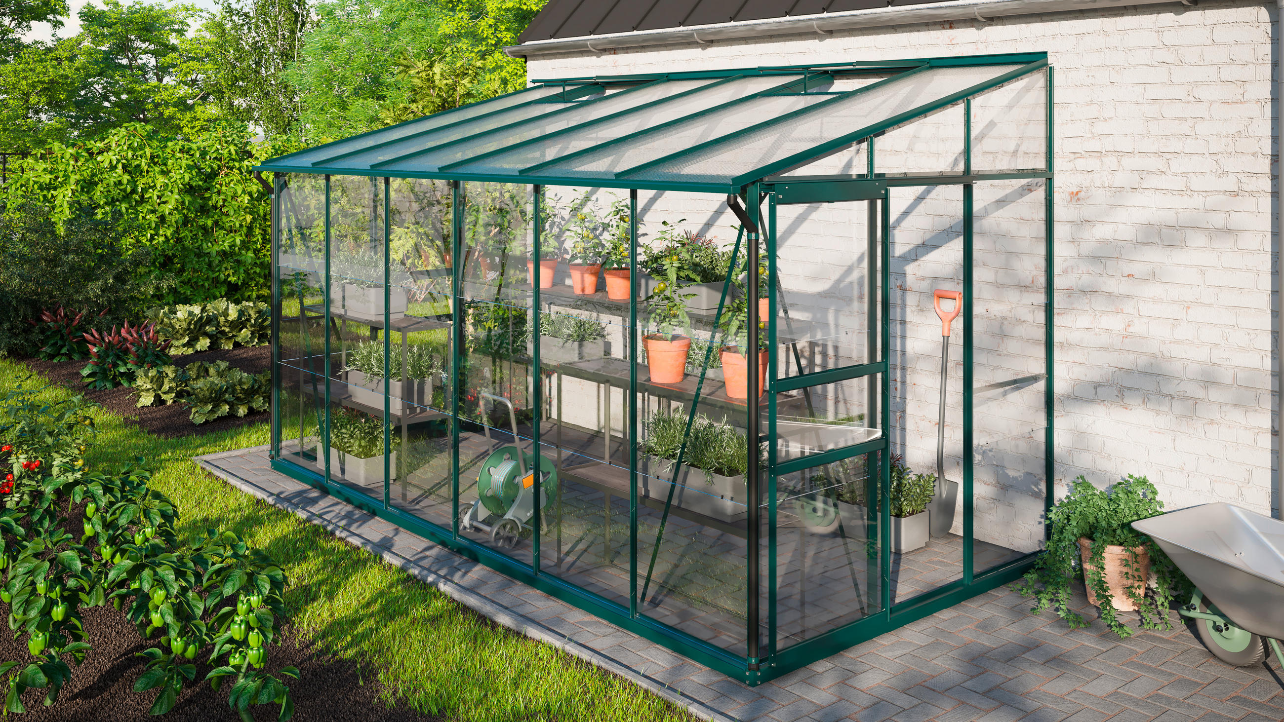 Anlehn-gewächshausbausatz Ida 7800 Esg/hkp, Smaragd