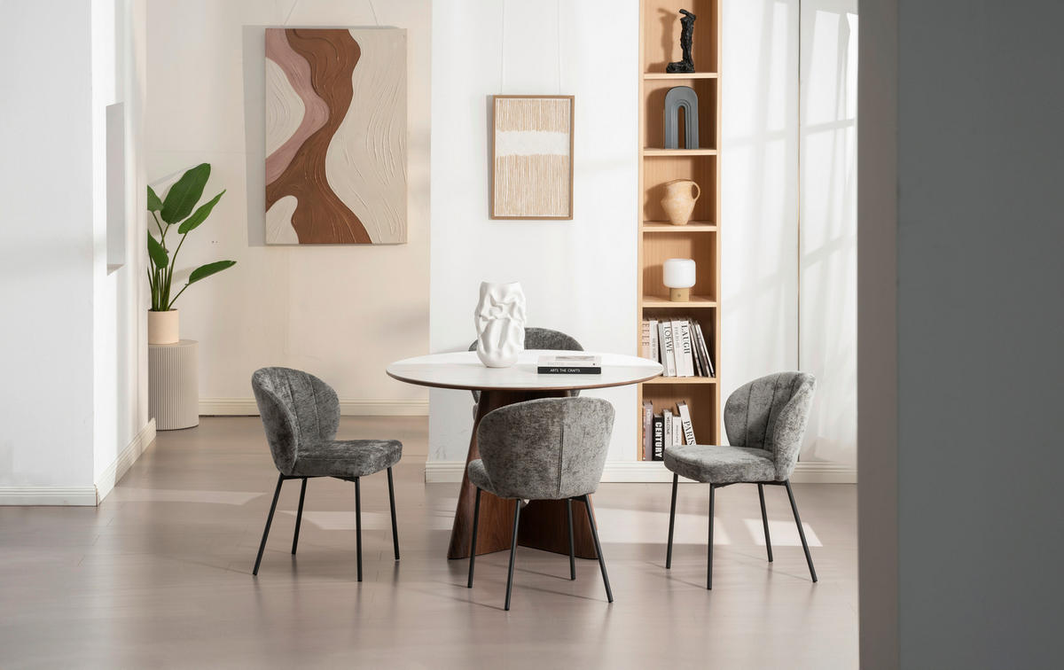 STOL, les, kovina, tekstil siva  - siva, Moderno, kovina/tekstil (55/79/59cm) - P & B