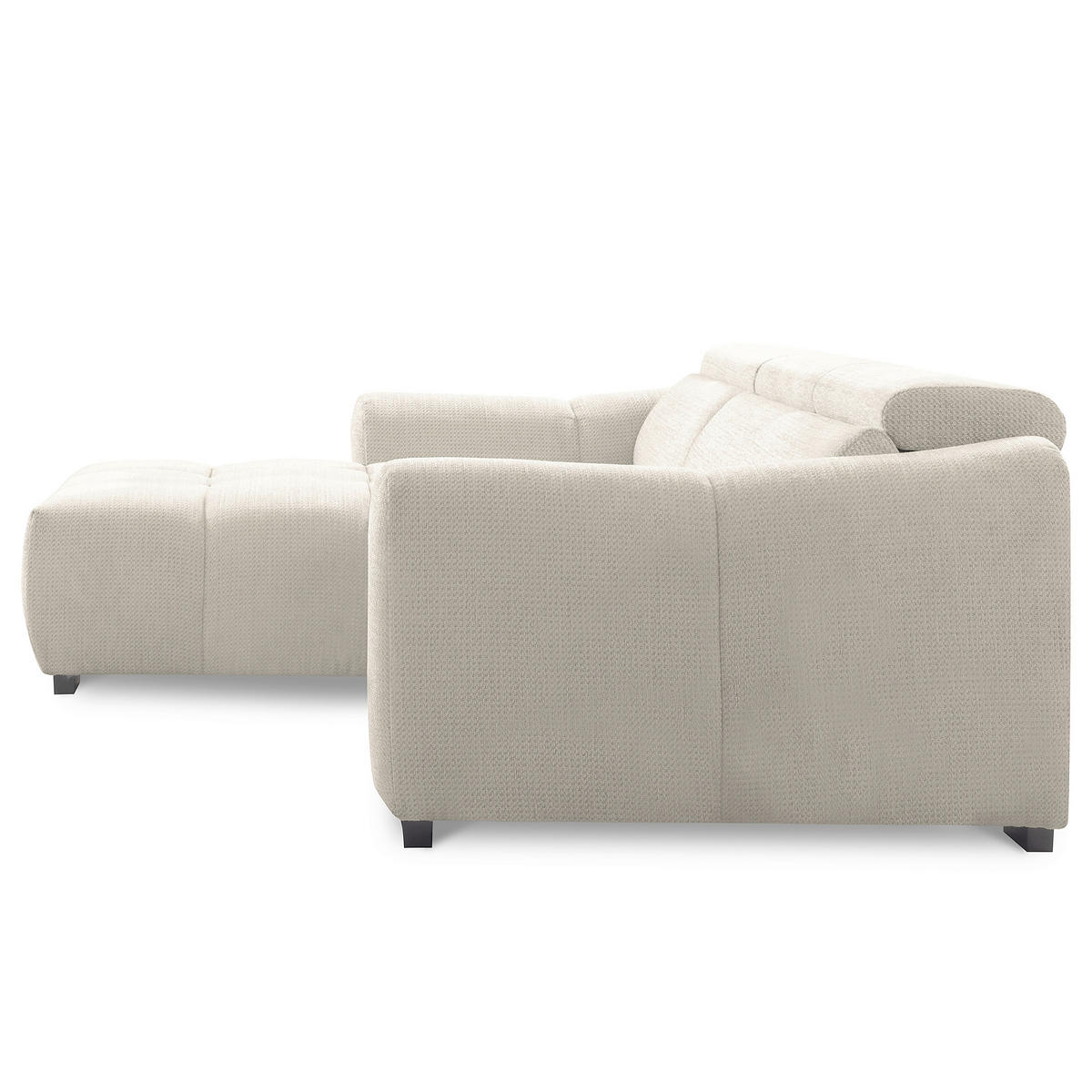 ECKSOFA  Webstoff Weiss  - Weiss/Schwarz, Design, Kunststoff/Textil (177/274cm) - Livetastic