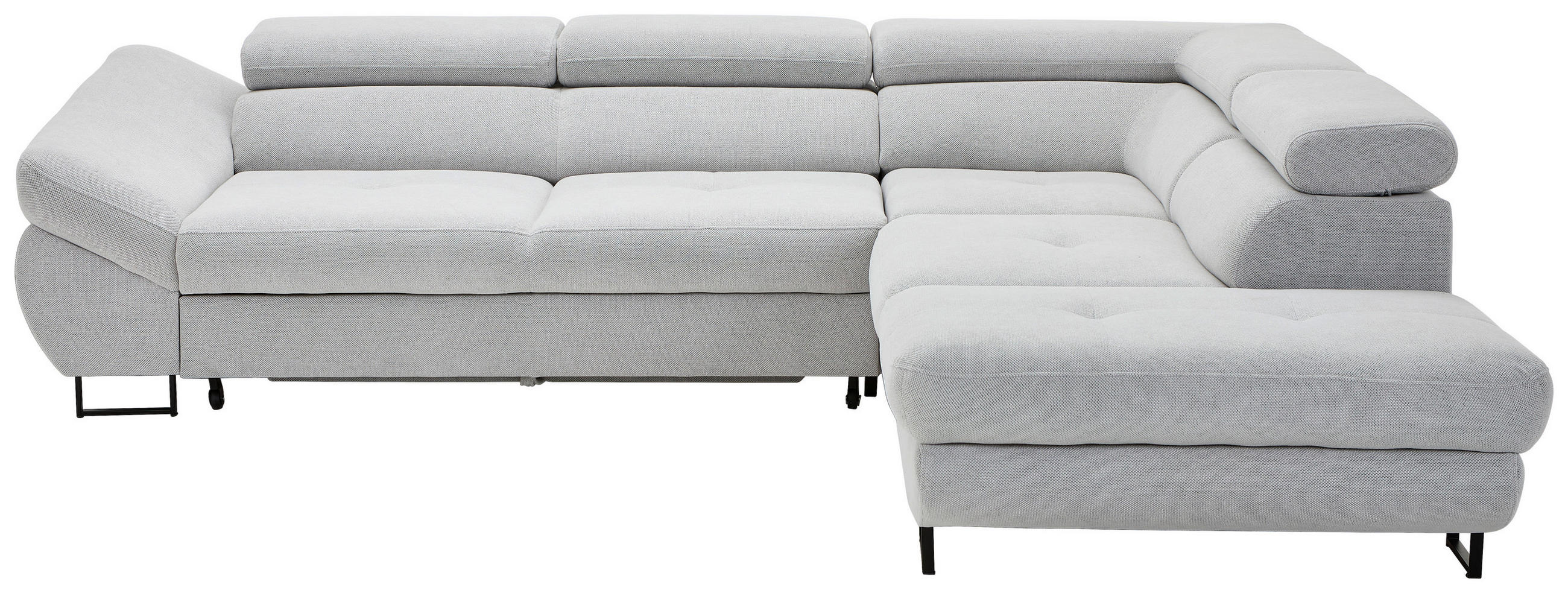 ECKSOFA in Webstoff Hellgrau  - Hellgrau/Schwarz, Design, Textil/Metall (280/235cm) - Hom`in